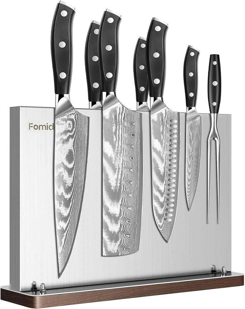 fomidao Magnetic Knife Holder Stand,Stainless Steel Magnetic Knife Block Without Knives,Power Magnetic Knife Rack Strip,Double Sided Magnet Knife Storage Organizer - Image 1